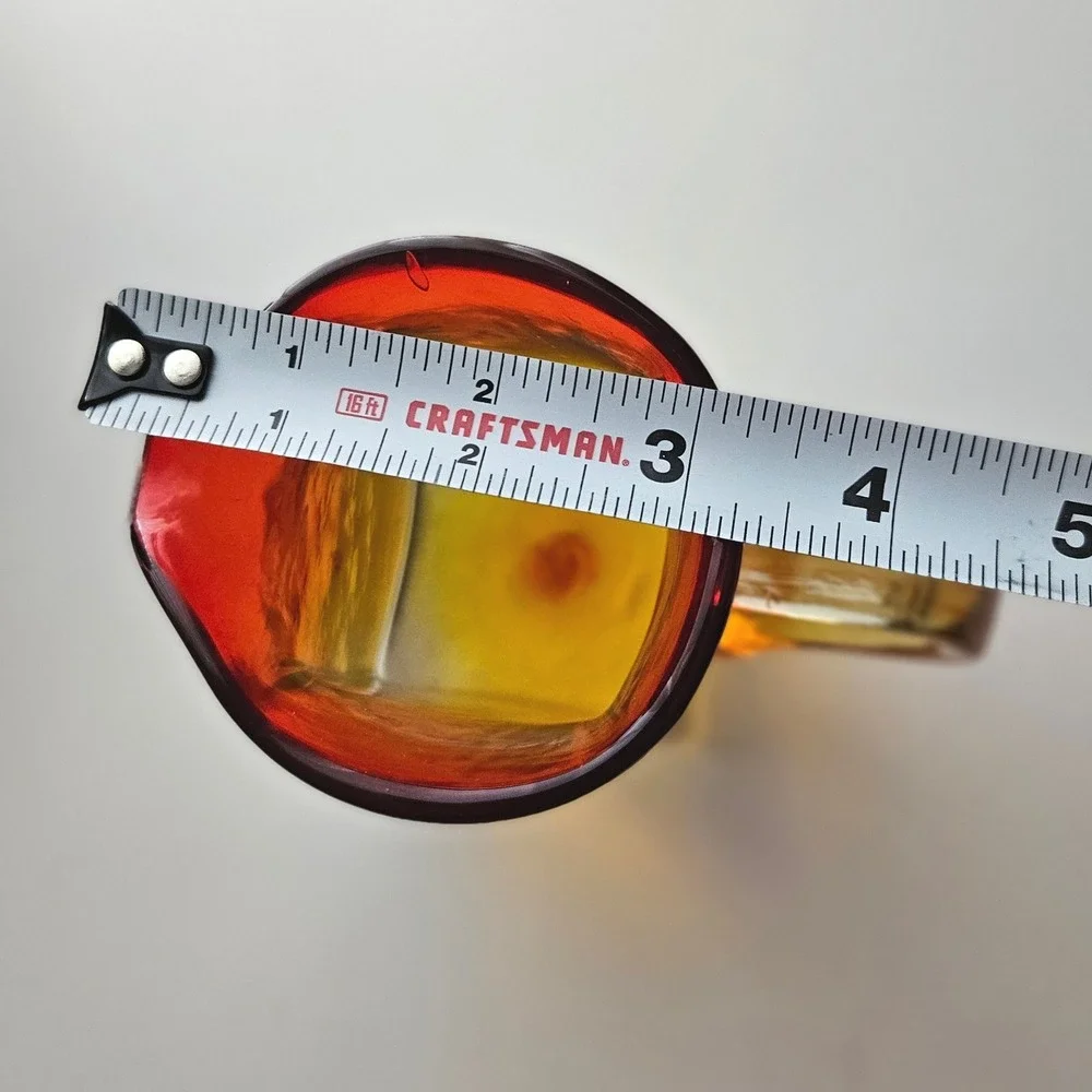 Vtg Blenko 603 Tangerine Amberina Square Hand Blown Art Glass Pitcher